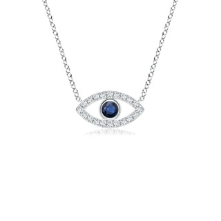 2.5mm AA Blue Sapphire Evil Eye Pendant with Diamond Accents in White Gold