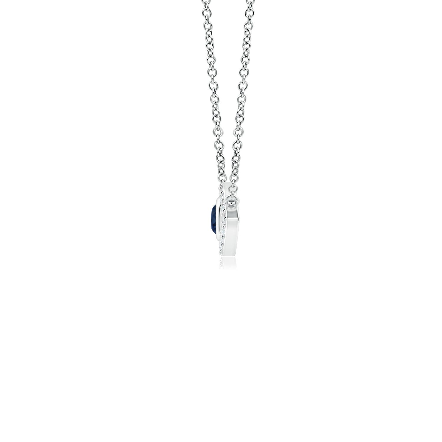 AA - Blue Sapphire / 0.16 CT / 14 KT White Gold