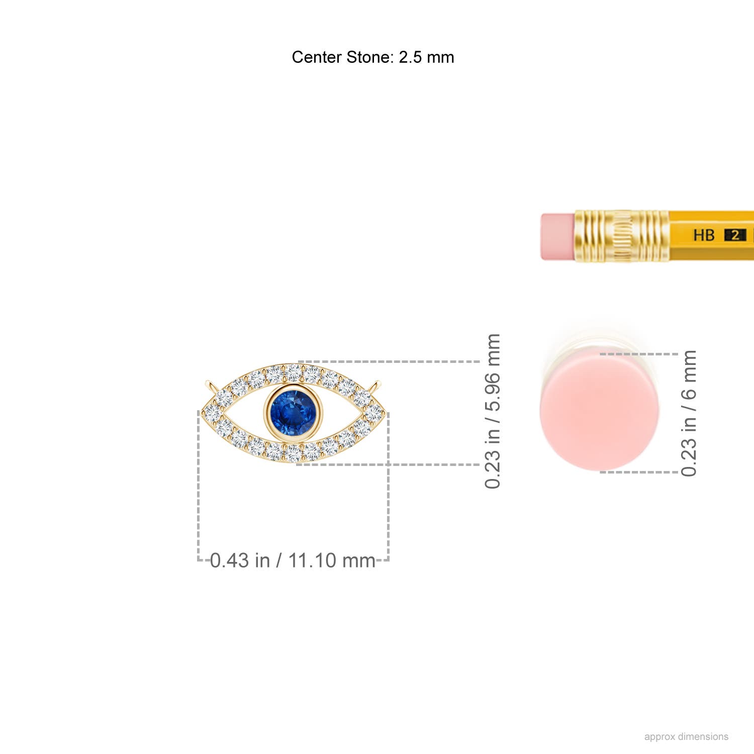 AAA - Blue Sapphire / 0.16 CT / 14 KT Yellow Gold