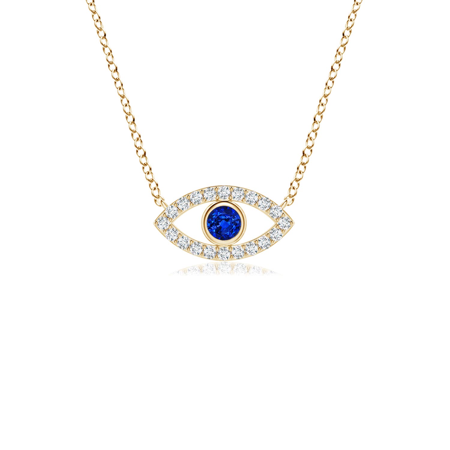 Blue Sapphire Evil Eye Pendant with Diamond Accents
