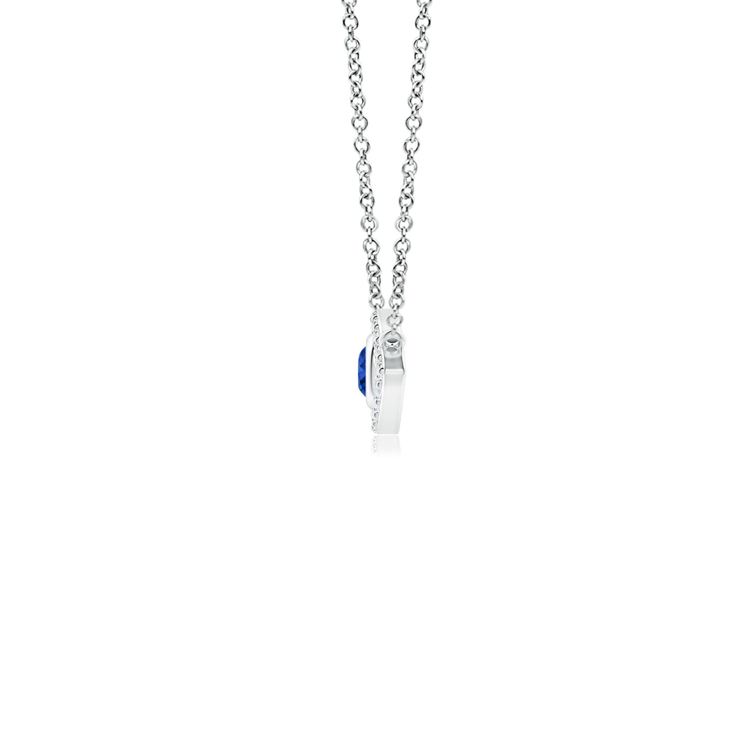 AAAA - Blue Sapphire / 0.16 CT / 14 KT White Gold