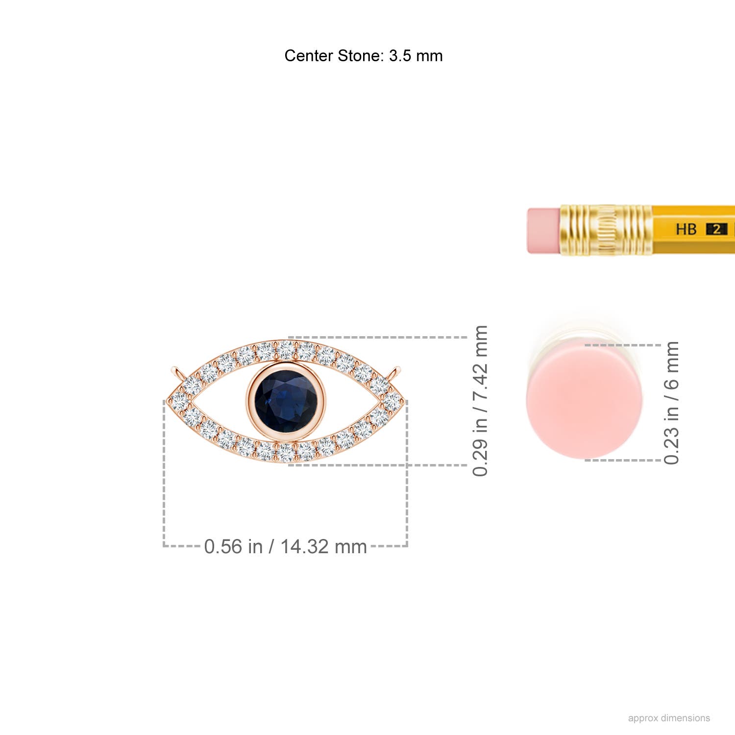 A - Blue Sapphire / 0.34 CT / 14 KT Rose Gold