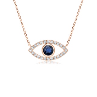 3.5mm AA Blue Sapphire Evil Eye Pendant with Diamond Accents in Rose Gold