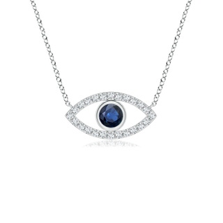 3.5mm AA Blue Sapphire Evil Eye Pendant with Diamond Accents in White Gold
