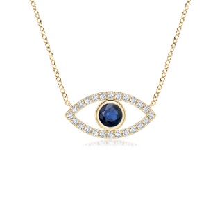 3.5mm AA Blue Sapphire Evil Eye Pendant with Diamond Accents in Yellow Gold