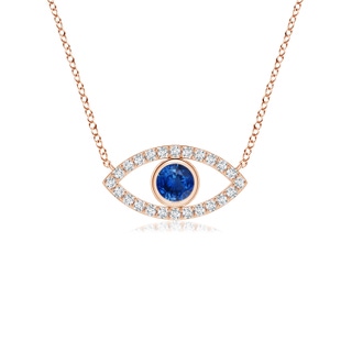 3.5mm AAA Blue Sapphire Evil Eye Pendant with Diamond Accents in Rose Gold