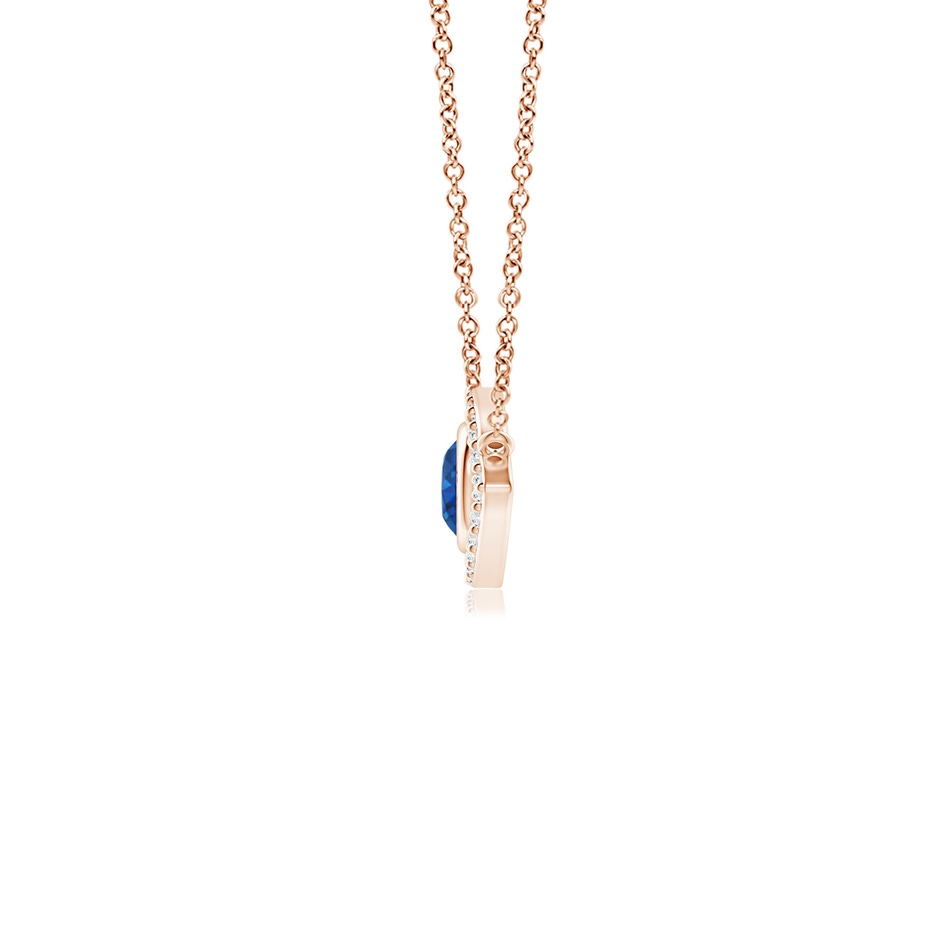3.5mm AAA Blue Sapphire Evil Eye Pendant with Diamond Accents in Rose Gold side 199