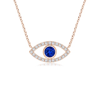 3.5mm AAAA Blue Sapphire Evil Eye Pendant with Diamond Accents in Rose Gold