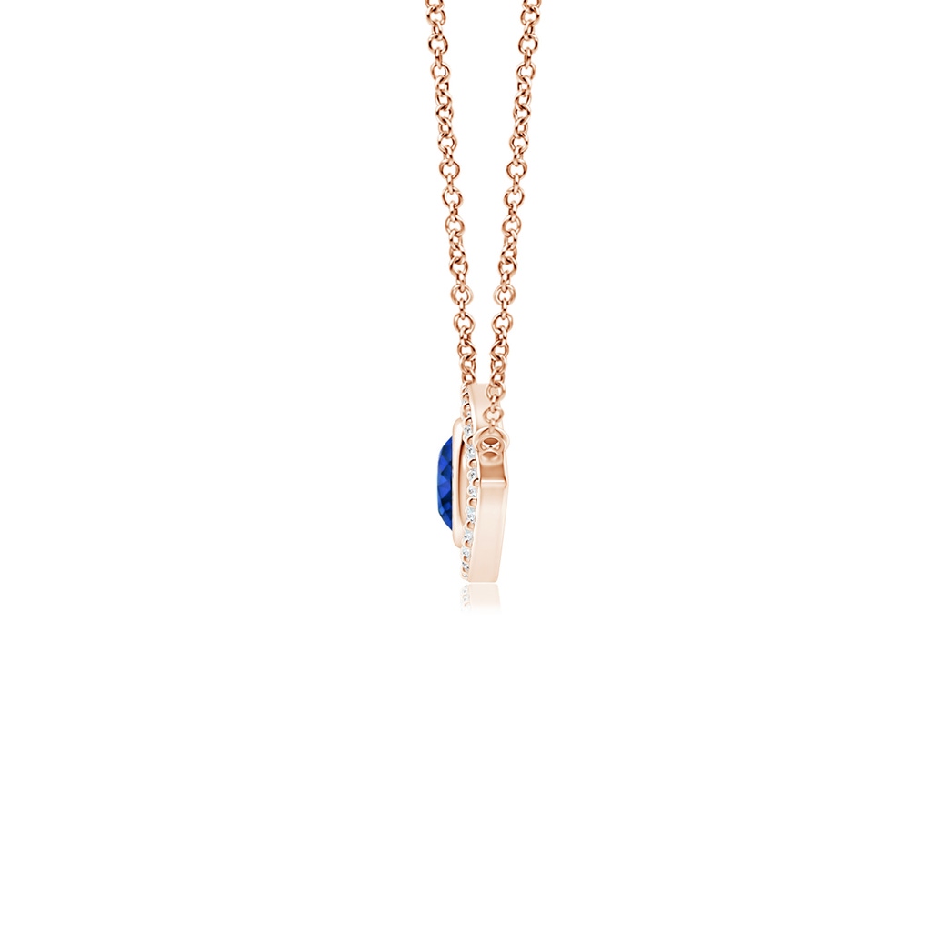 3.5mm AAAA Blue Sapphire Evil Eye Pendant with Diamond Accents in Rose Gold Side-1