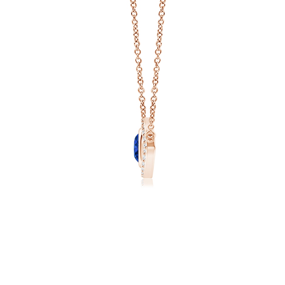 3.5mm AAAA Blue Sapphire Evil Eye Pendant with Diamond Accents in Rose Gold side 199