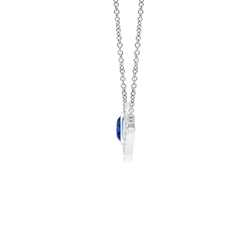 3.5mm AAAA Blue Sapphire Evil Eye Pendant with Diamond Accents in White Gold Side-1