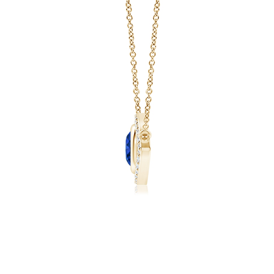 4.5mm AAAA Blue Sapphire Evil Eye Pendant with Diamond Accents in Yellow Gold side 199