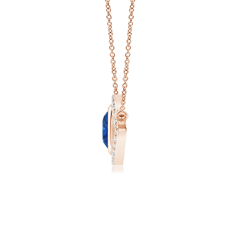 5.5mm AAA Blue Sapphire Evil Eye Pendant with Diamond Accents in 18K Rose Gold side 199