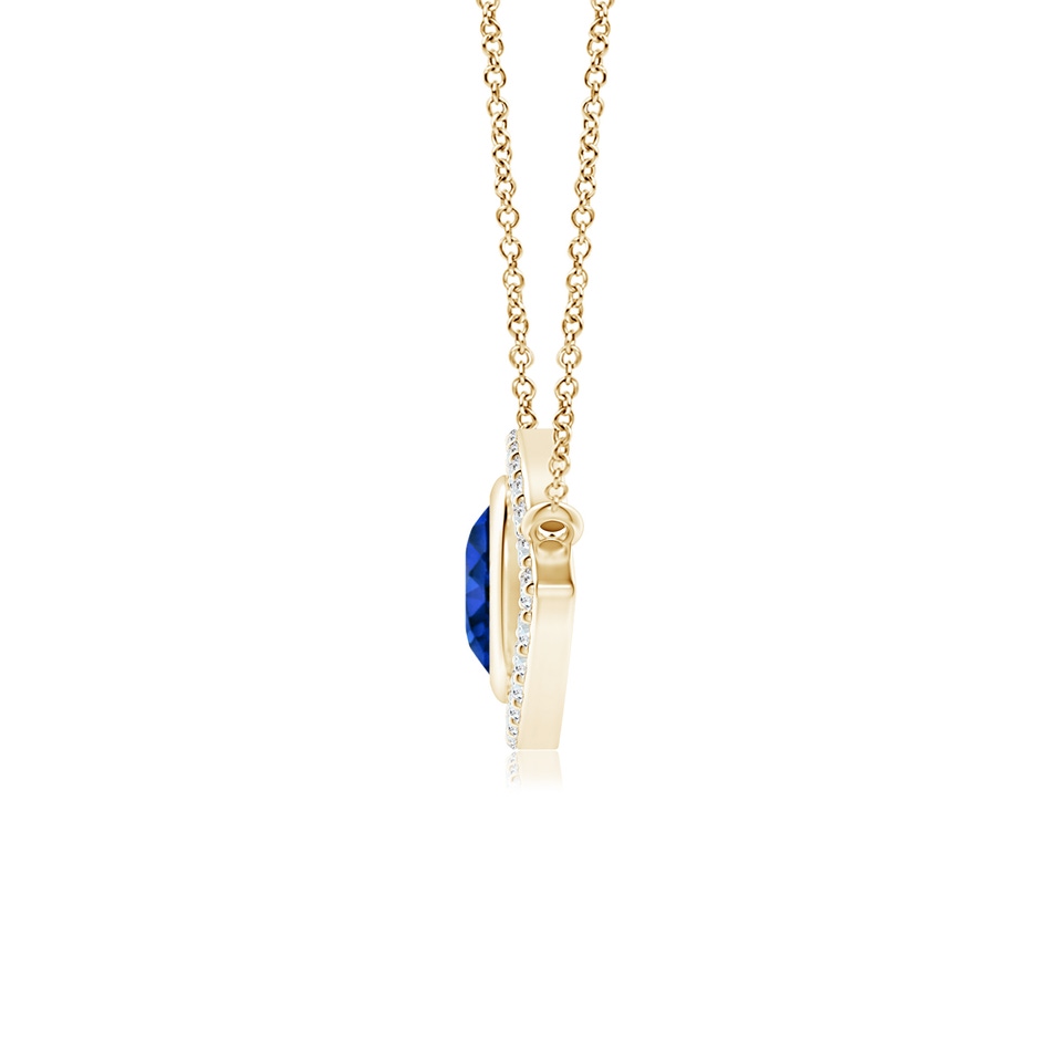 5.5mm AAAA Blue Sapphire Evil Eye Pendant with Diamond Accents in Yellow Gold side 199