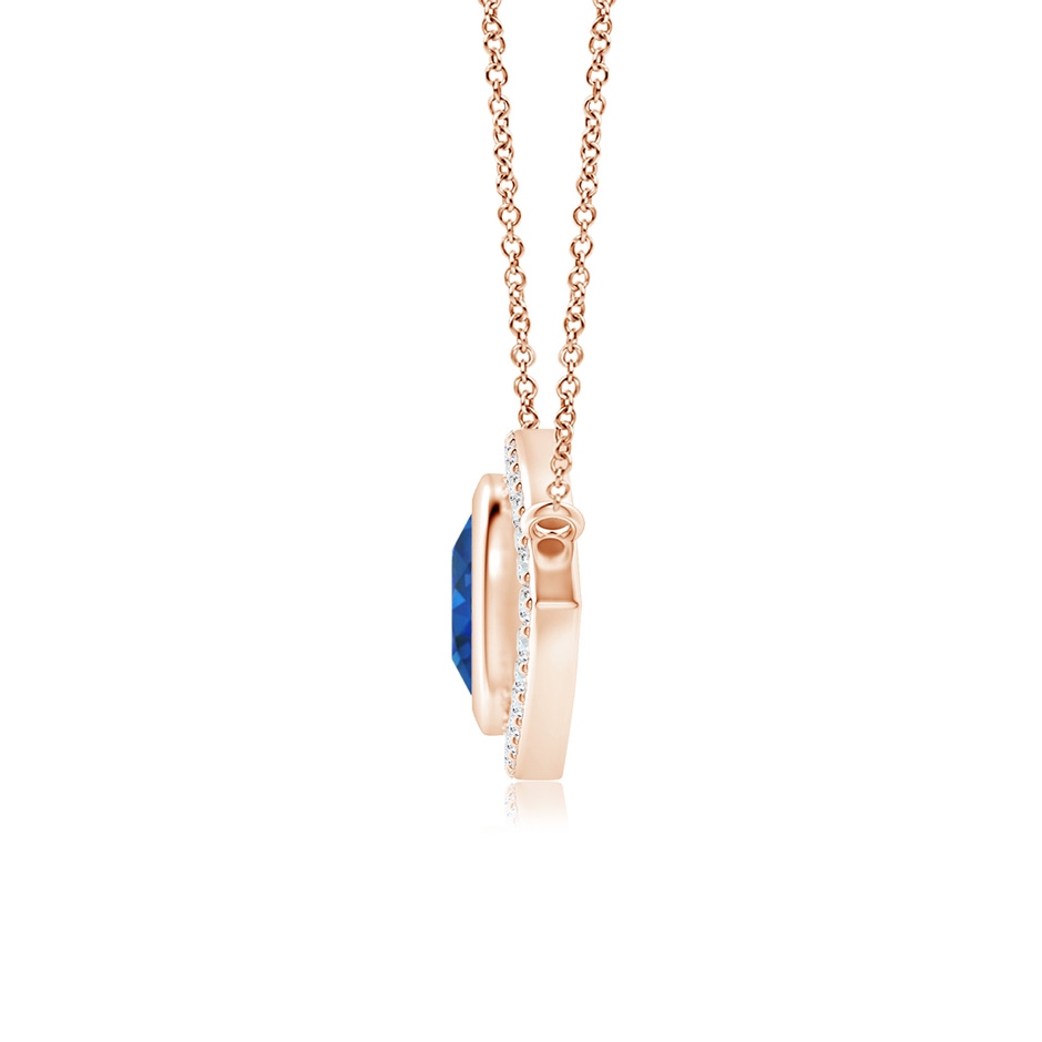 6mm AAA Blue Sapphire Evil Eye Pendant with Diamond Accents in Rose Gold side 199