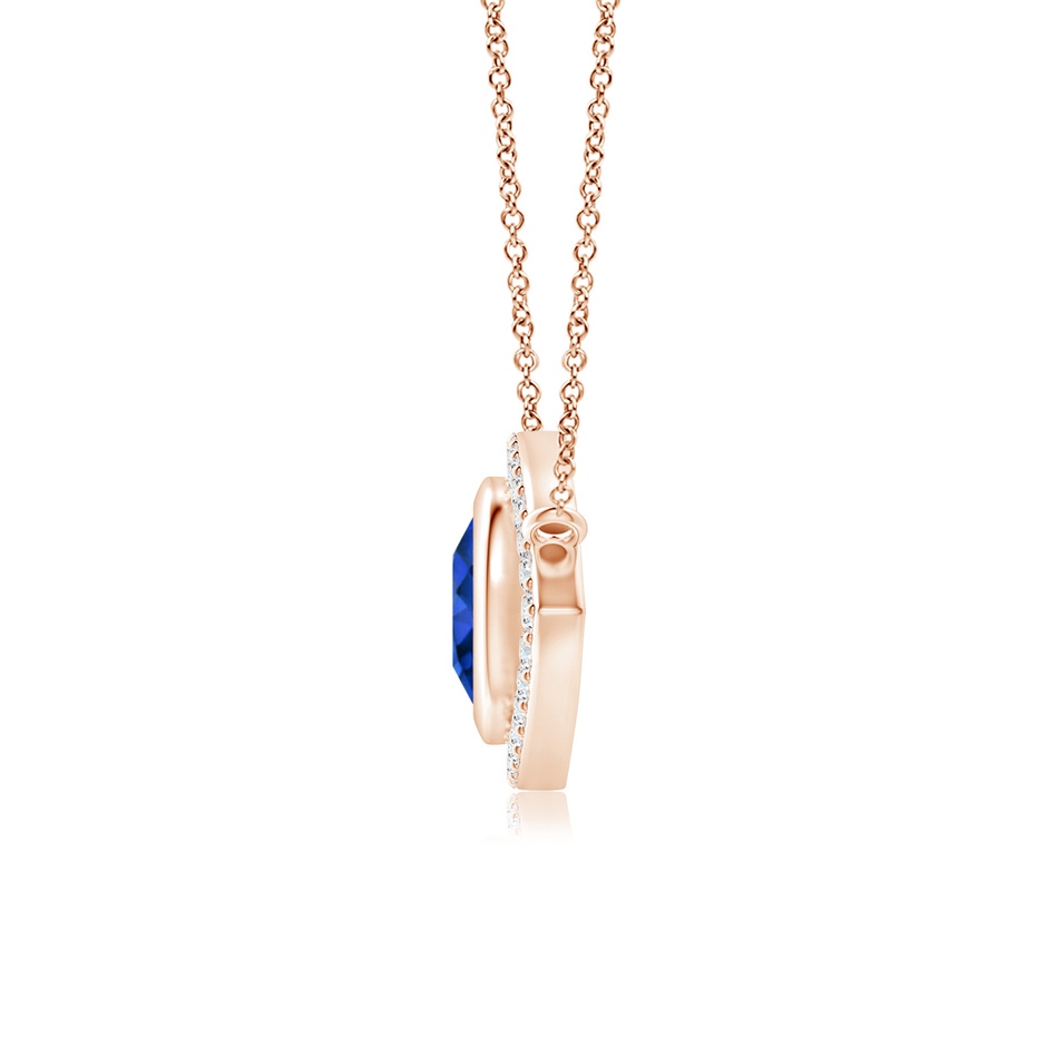 7mm AAAA Blue Sapphire Evil Eye Pendant with Diamond Accents in 18K Rose Gold side 199