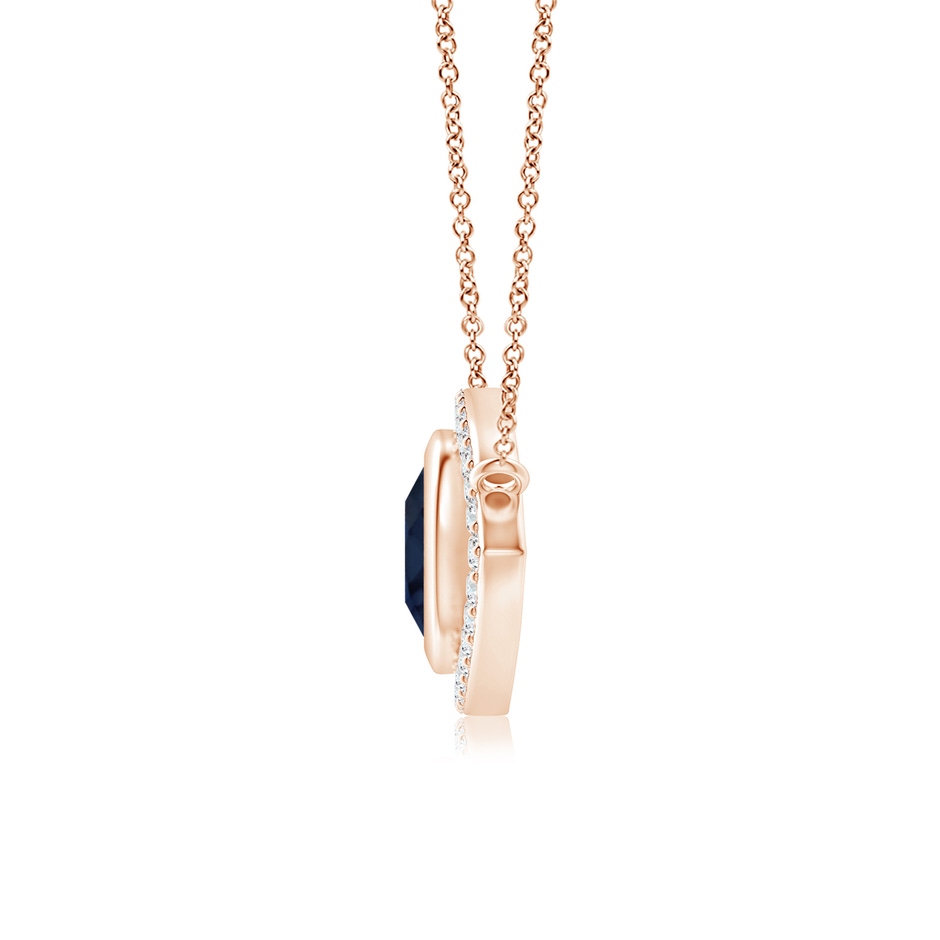 8mm A Blue Sapphire Evil Eye Pendant with Diamond Accents in Rose Gold side 199