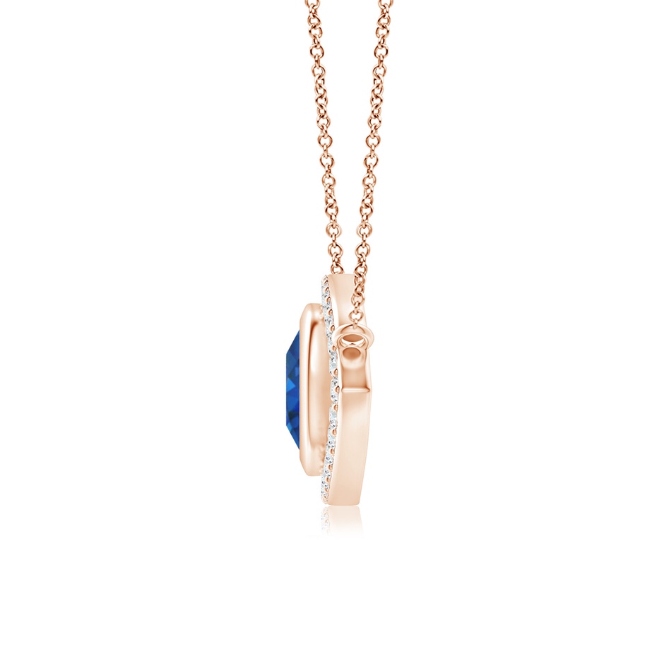 8mm AAA Blue Sapphire Evil Eye Pendant with Diamond Accents in 18K Rose Gold side 199