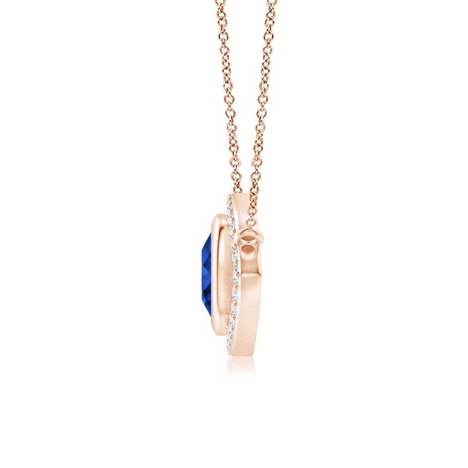 8mm AAAA Blue Sapphire Evil Eye Pendant with Diamond Accents in 9K Rose Gold side 199