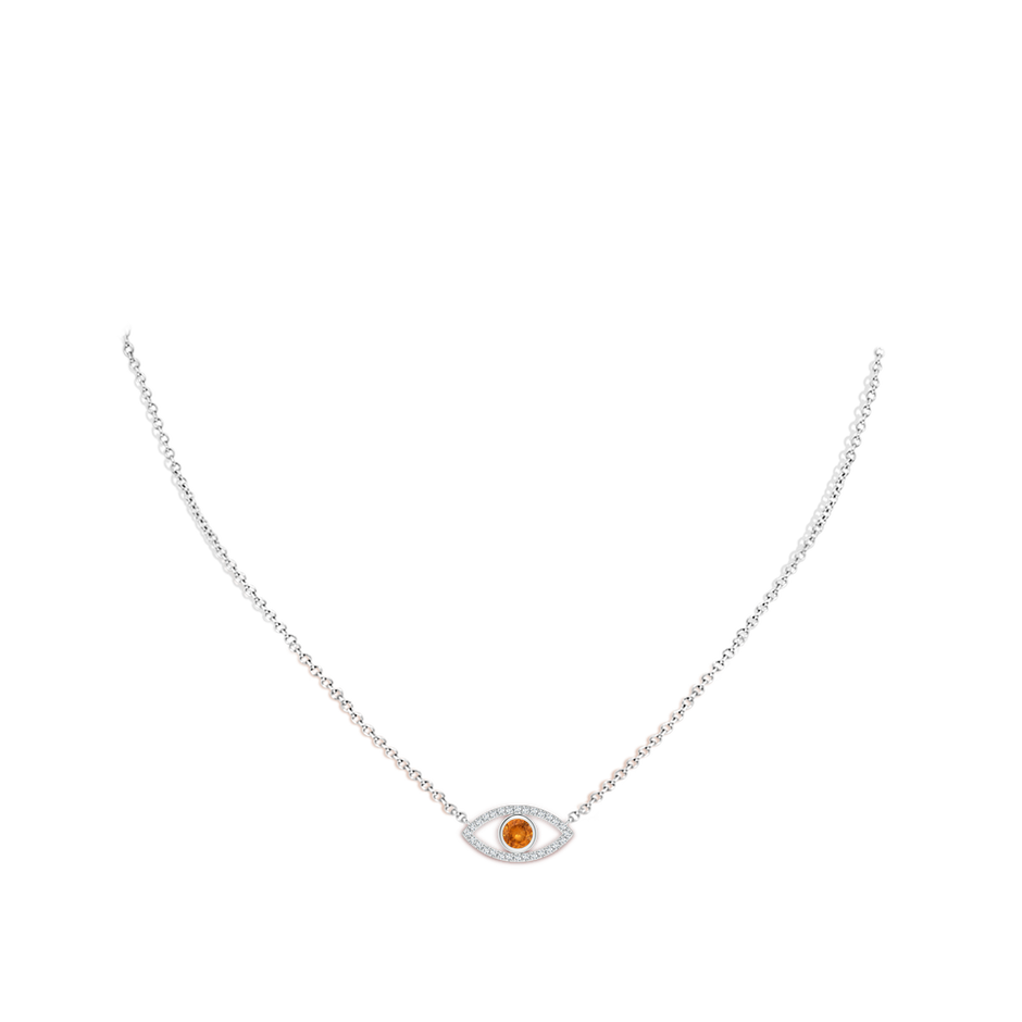 4.5mm A Spessartite Evil Eye Pendant with Diamond Accents in P950 Platinum body-neck