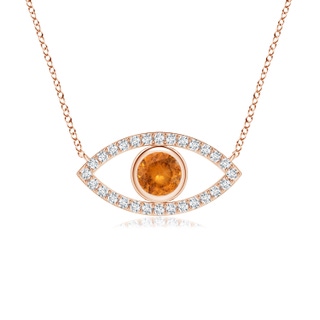 4.5mm A Spessartite Evil Eye Pendant with Diamond Accents in Rose Gold