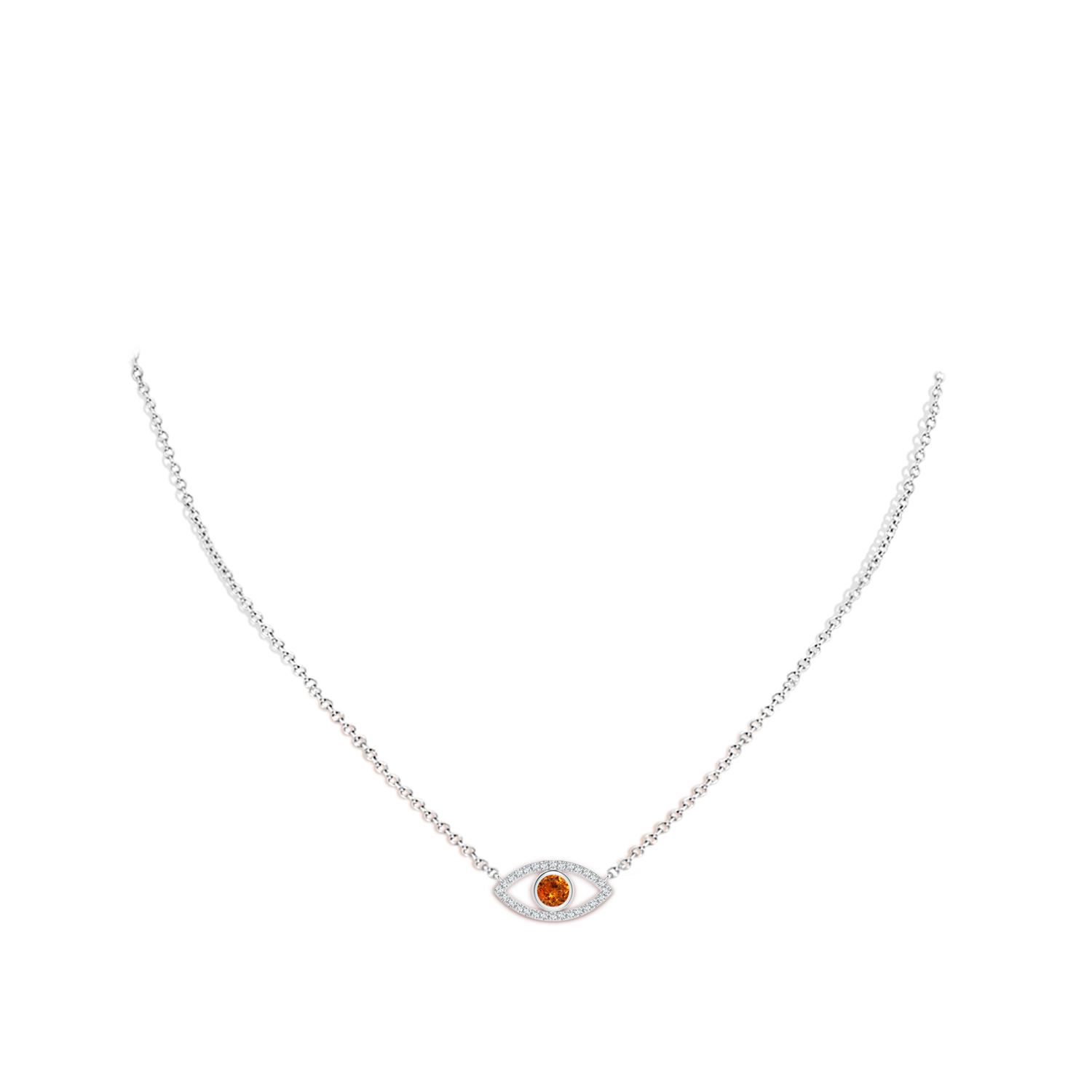 4.5mm AAA Spessartite Evil Eye Pendant with Diamond Accents in P950 Platinum - body_neck