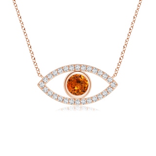 4.5mm AAA Spessartite Evil Eye Pendant with Diamond Accents in Rose Gold