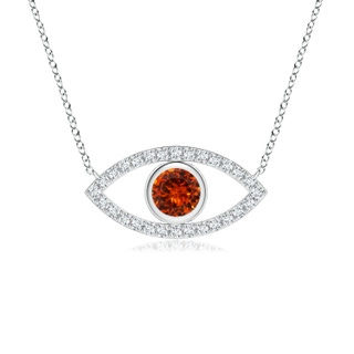 4.5mm AAAA Spessartite Evil Eye Pendant with Diamond Accents in P950 Platinum