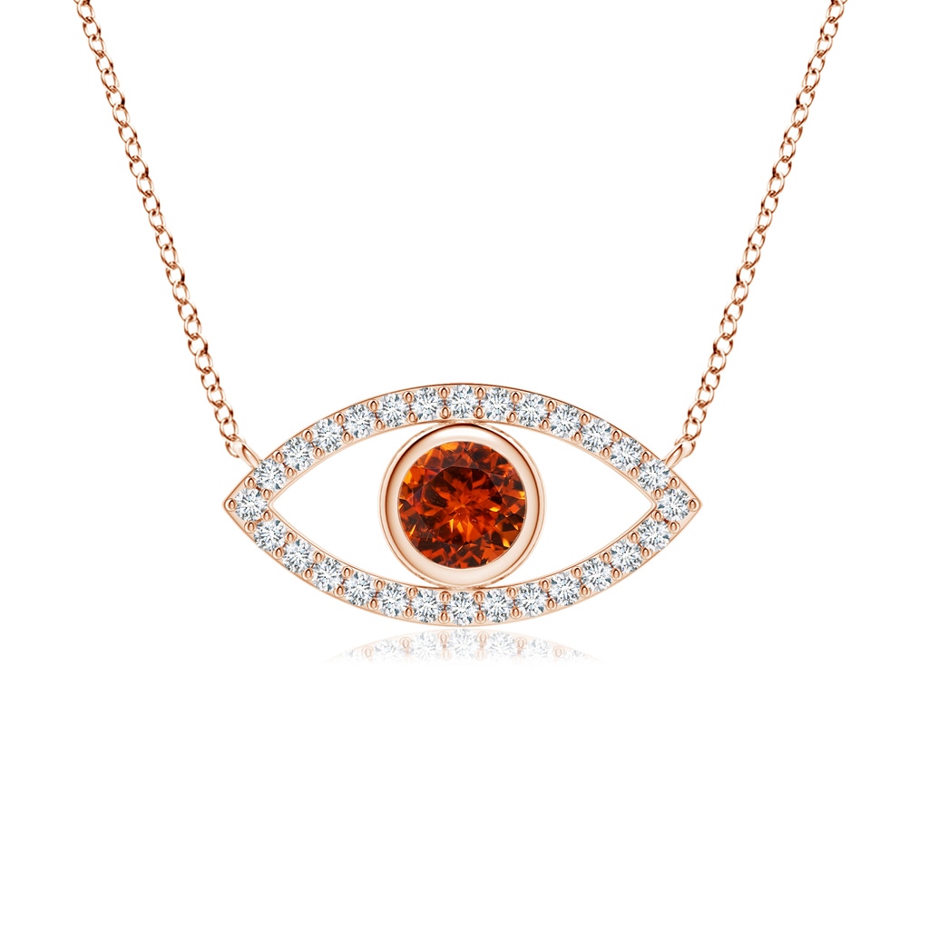 4.5mm AAAA Spessartite Evil Eye Pendant with Diamond Accents in Rose Gold 