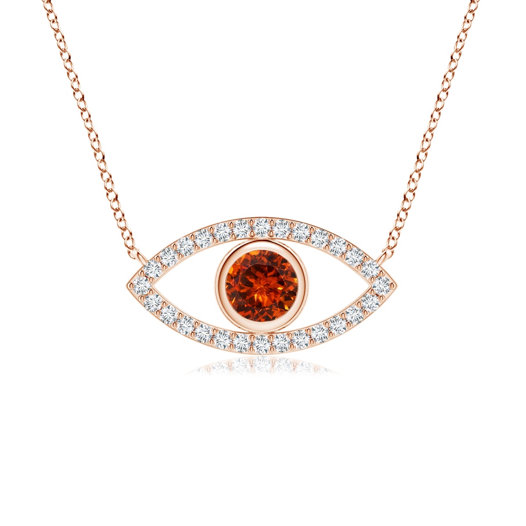 4.5mm AAAA Spessartite Evil Eye Pendant with Diamond Accents in Rose Gold