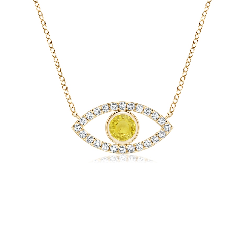 3.5mm A Yellow Sapphire Evil Eye Pendant with Diamond Accents in Yellow Gold 