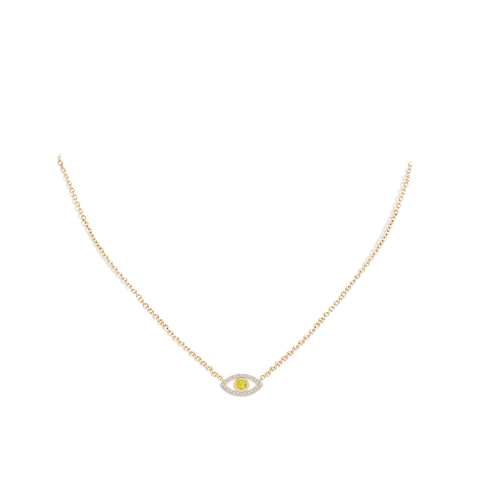 3.5mm A Yellow Sapphire Evil Eye Pendant with Diamond Accents in Yellow Gold pen