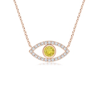 3.5mm AA Yellow Sapphire Evil Eye Pendant with Diamond Accents in 10K Rose Gold