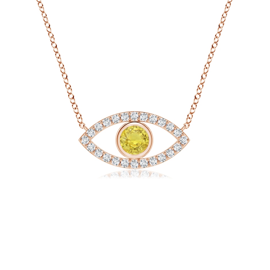 3.5mm AA Yellow Sapphire Evil Eye Pendant with Diamond Accents in Rose Gold 