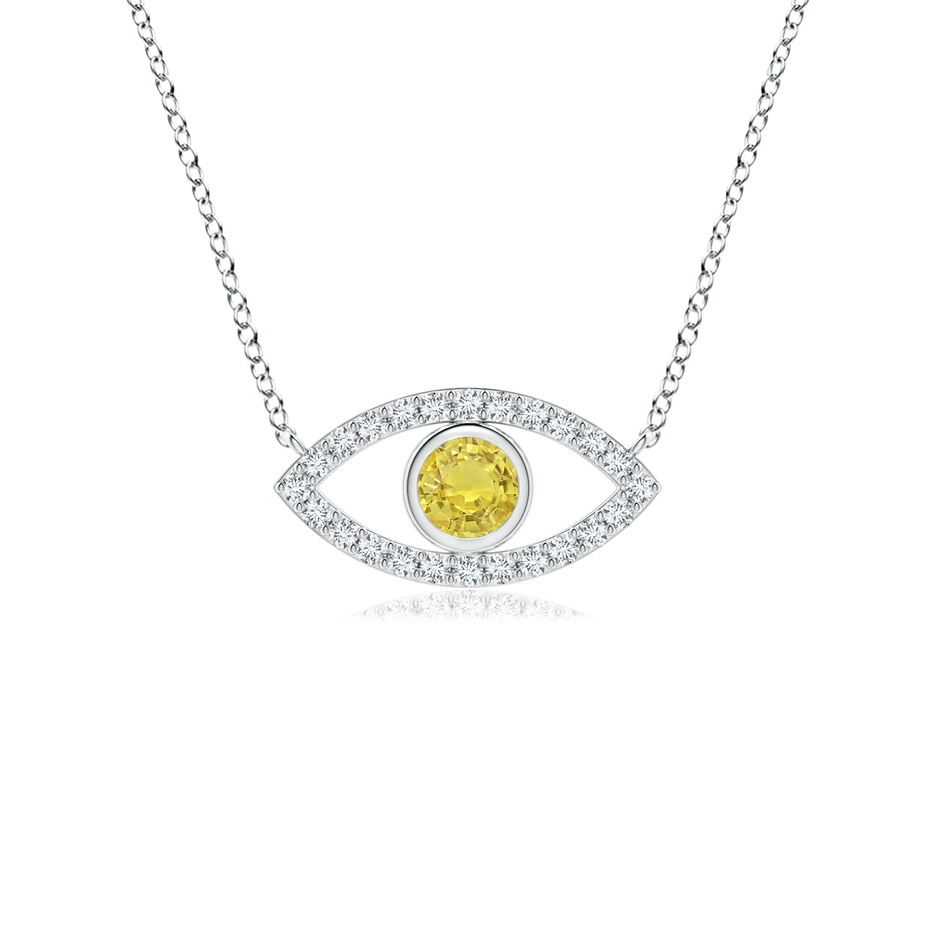 3.5mm AA Yellow Sapphire Evil Eye Pendant with Diamond Accents in White Gold 