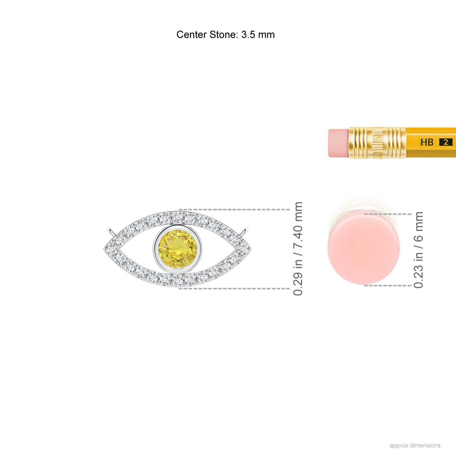 AA - Yellow Sapphire / 0.32 CT / 14 KT White Gold