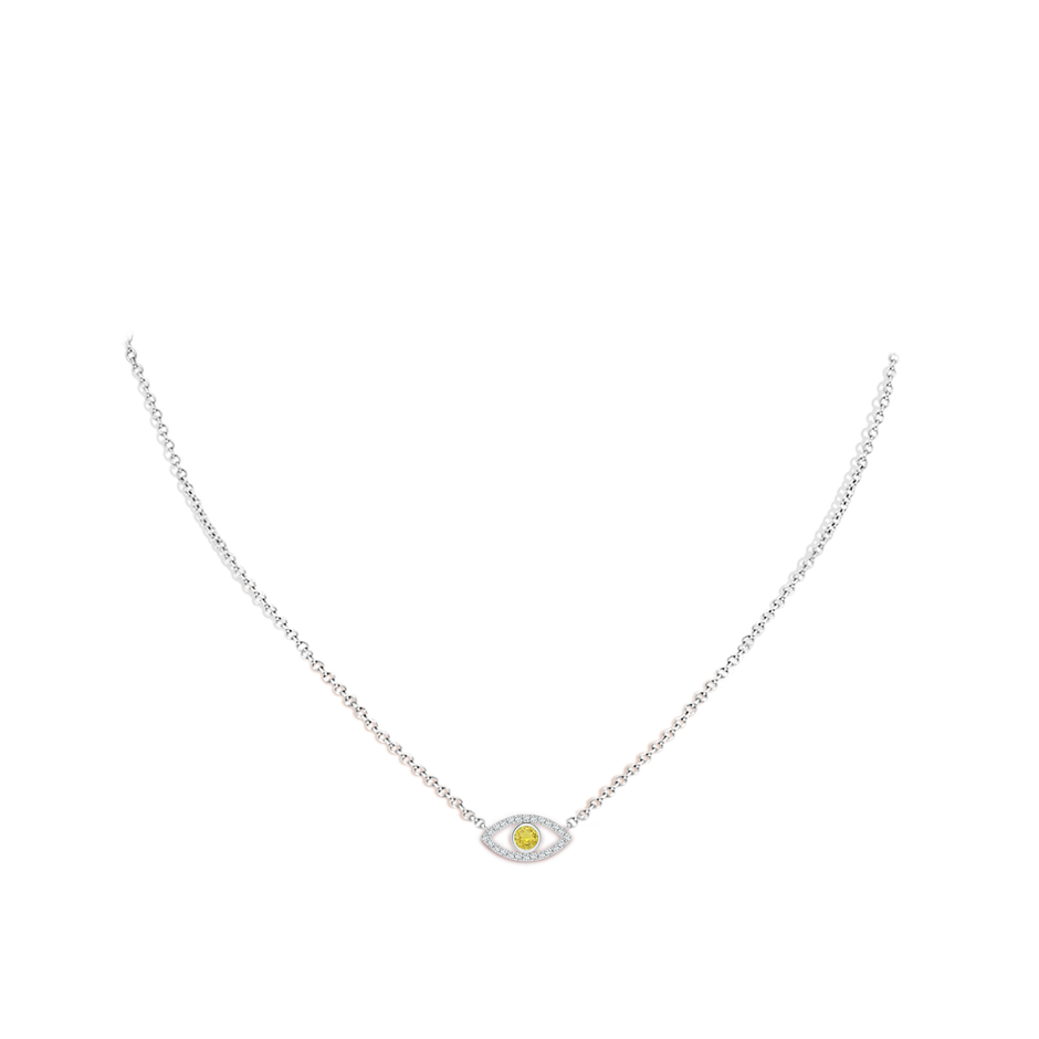 3.5mm AA Yellow Sapphire Evil Eye Pendant with Diamond Accents in White Gold pen