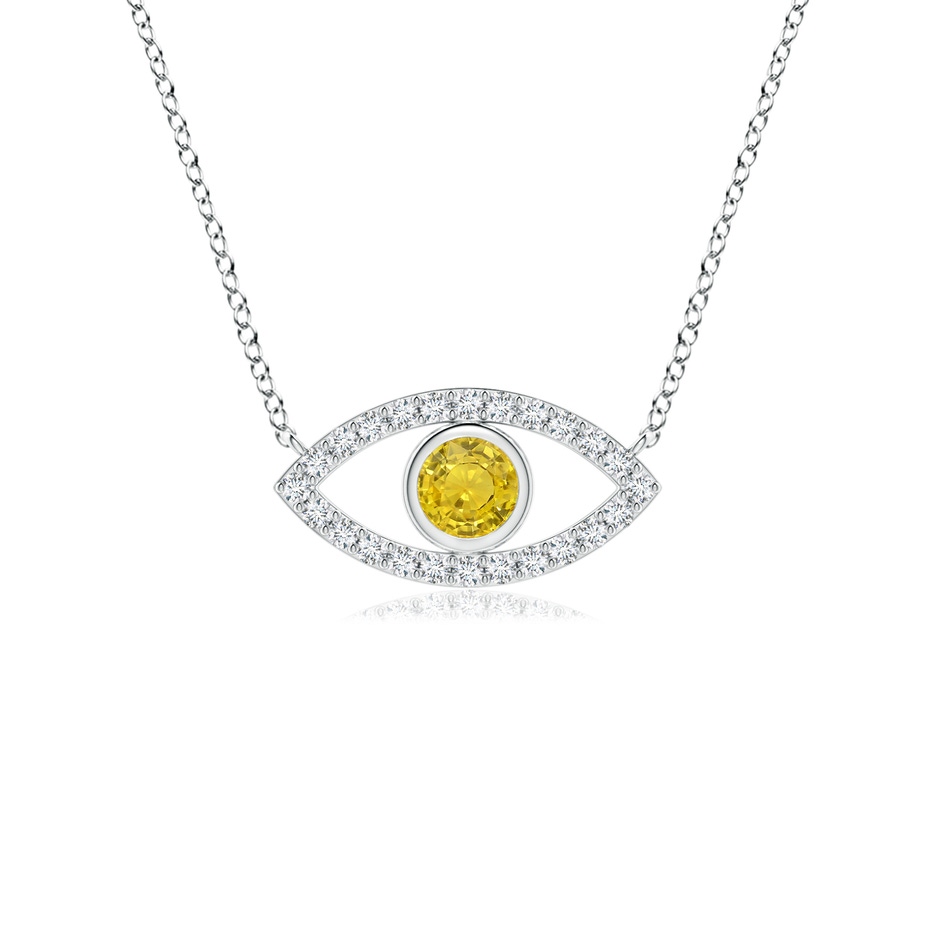 3.5mm AAA Yellow Sapphire Evil Eye Pendant with Diamond Accents in P950 Platinum 