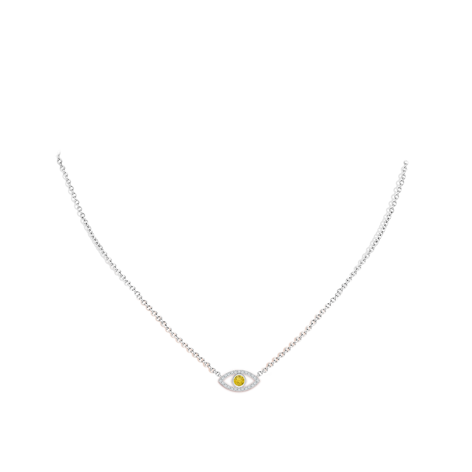 3.5mm AAA Yellow Sapphire Evil Eye Pendant with Diamond Accents in P950 Platinum pen