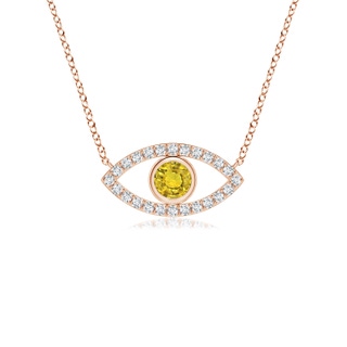 3.5mm AAAA Yellow Sapphire Evil Eye Pendant with Diamond Accents in 10K Rose Gold