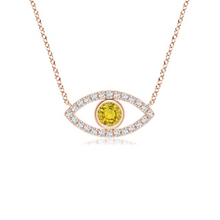 3.5mm AAAA Yellow Sapphire Evil Eye Pendant with Diamond Accents in 10K Rose Gold