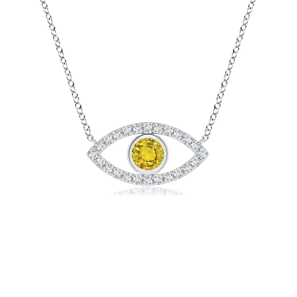 3.5mm AAAA Yellow Sapphire Evil Eye Pendant with Diamond Accents in P950 Platinum