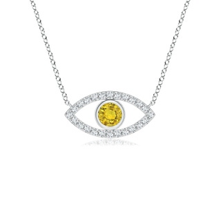 3.5mm AAAA Yellow Sapphire Evil Eye Pendant with Diamond Accents in P950 Platinum