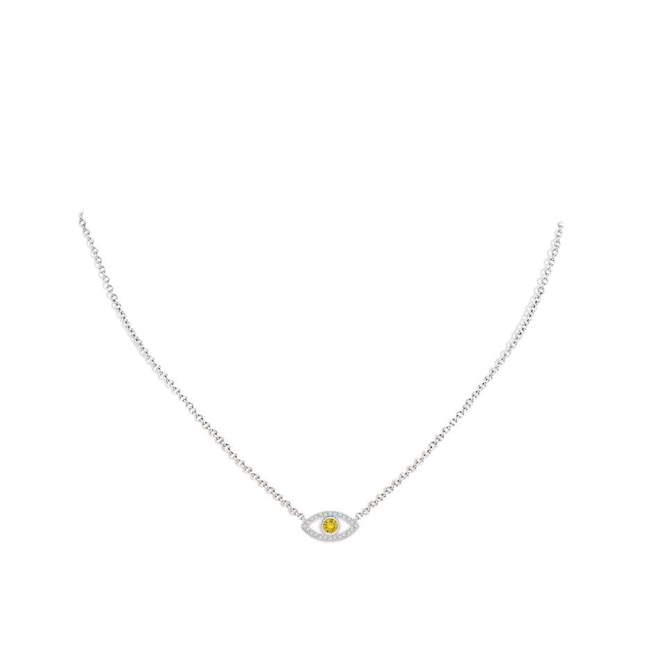 3.5mm AAAA Yellow Sapphire Evil Eye Pendant with Diamond Accents in P950 Platinum pen