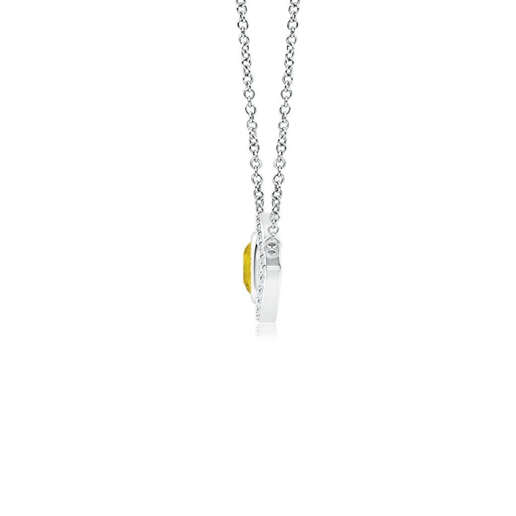 3.5mm AAAA Yellow Sapphire Evil Eye Pendant with Diamond Accents in White Gold - side 199