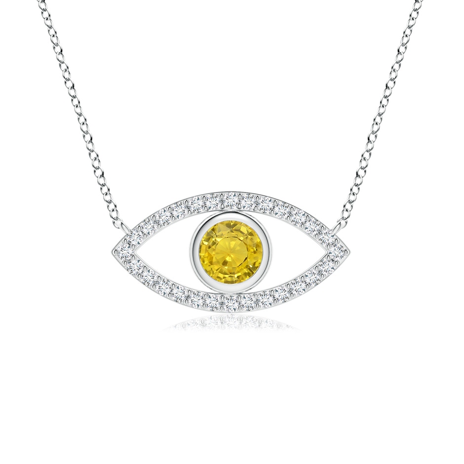 4.5mm AAA Yellow Sapphire Evil Eye Pendant with Diamond Accents in P950 Platinum 