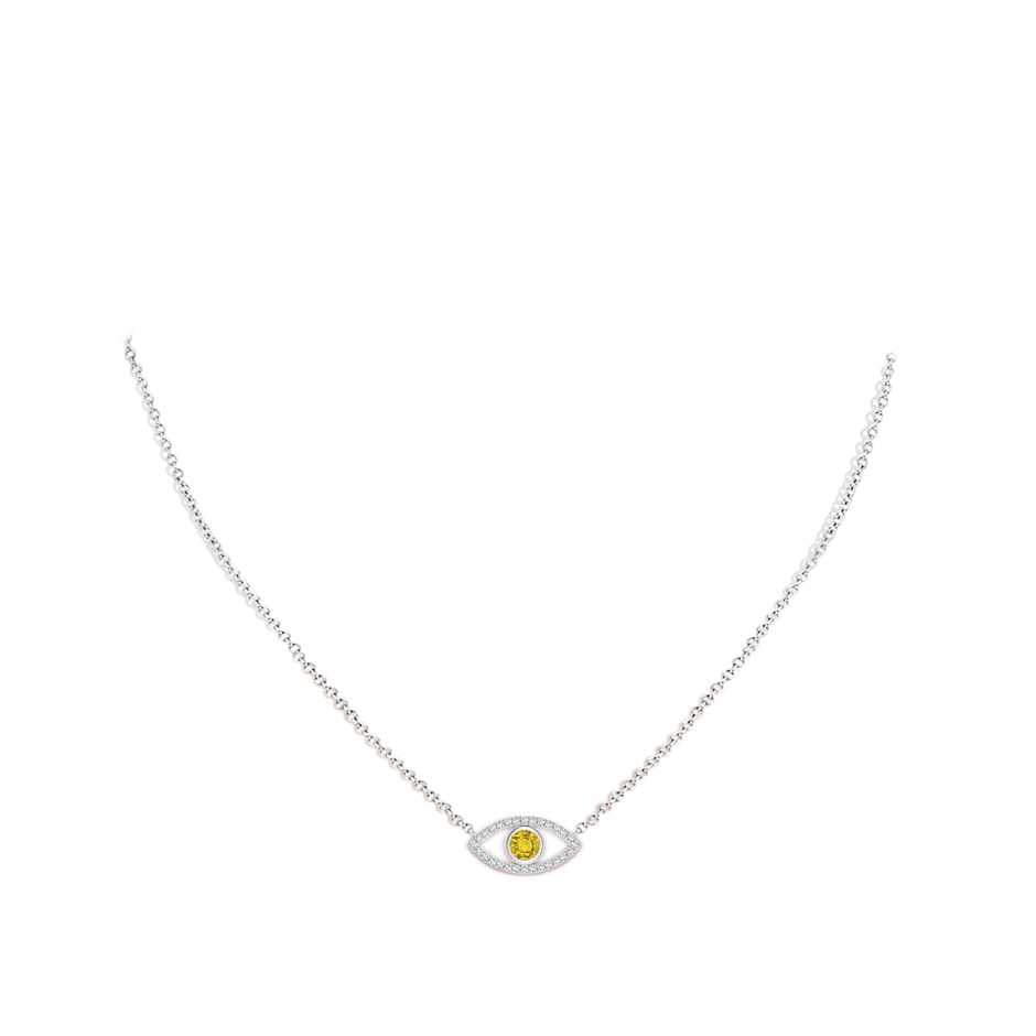 4.5mm AAAA Yellow Sapphire Evil Eye Pendant with Diamond Accents in P950 Platinum pen