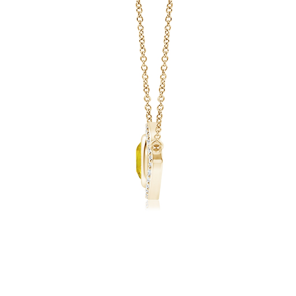 4.5mm AAAA Yellow Sapphire Evil Eye Pendant with Diamond Accents in Yellow Gold - side 199