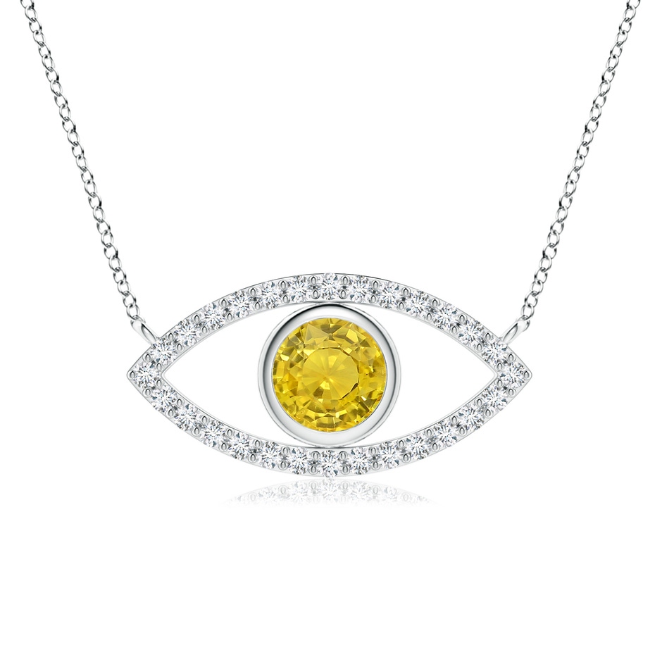 5.5mm AAA Yellow Sapphire Evil Eye Pendant with Diamond Accents in P950 Platinum 