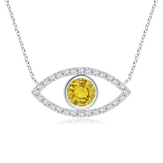 5.5mm AAAA Yellow Sapphire Evil Eye Pendant with Diamond Accents in P950 Platinum